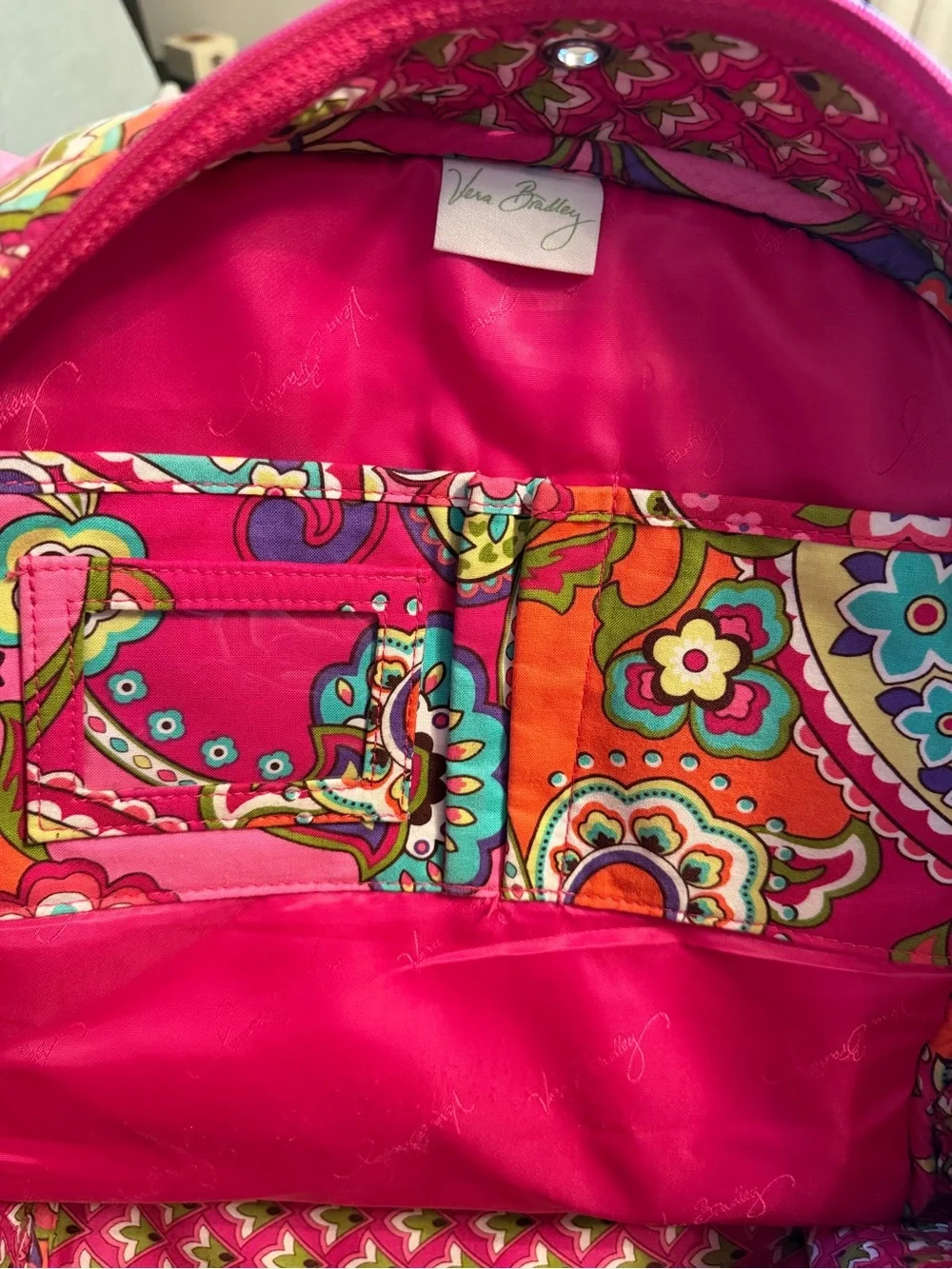 Vera Bradley Quilted Floral Paisley Backpack - Hot Pink & Orange